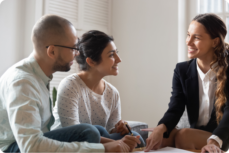 immigration lawyer meeting with her clients