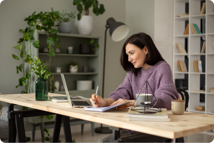 woman working from home using her legal software solution