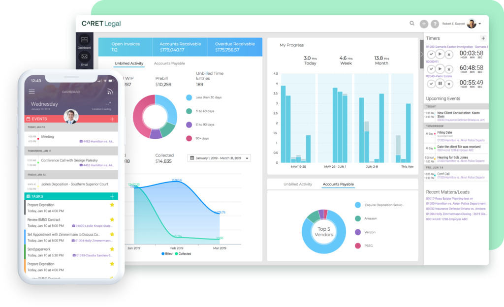 CARET Legal on a tablet and mobile phone