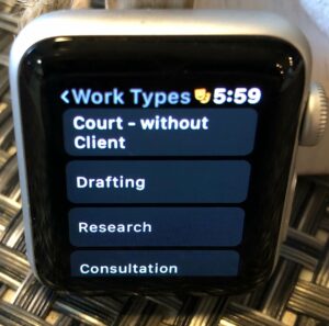 CARET Legal Apple Watch App with Work Types