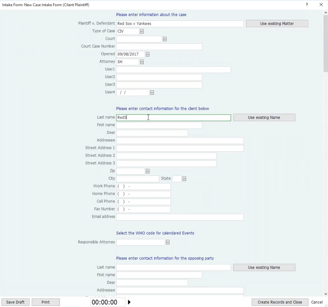 client intake form