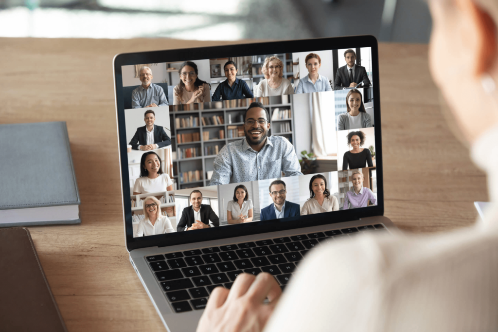 A group of lawyers in a virtual meeting
