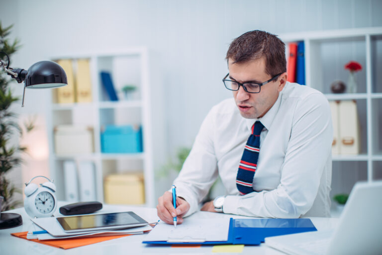 lawyer preparing for trial