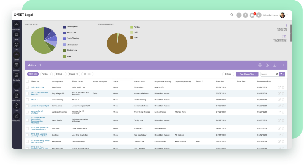 CARET Legal conflict checks in dashboard