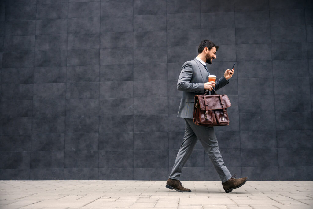 Lawyer walking outside