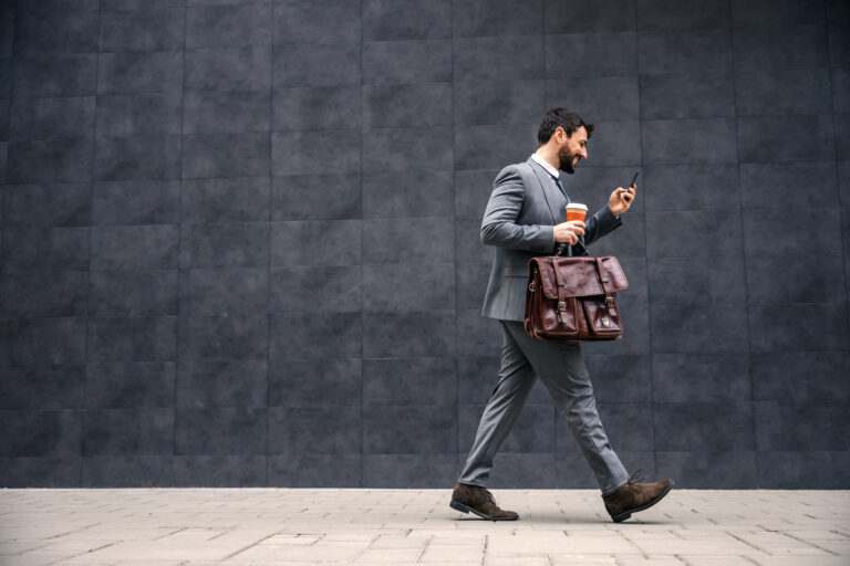 Lawyer walking outside