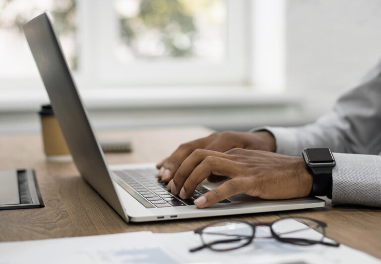 Professional using laptop