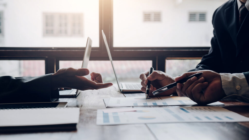 Legal professionals discussing data