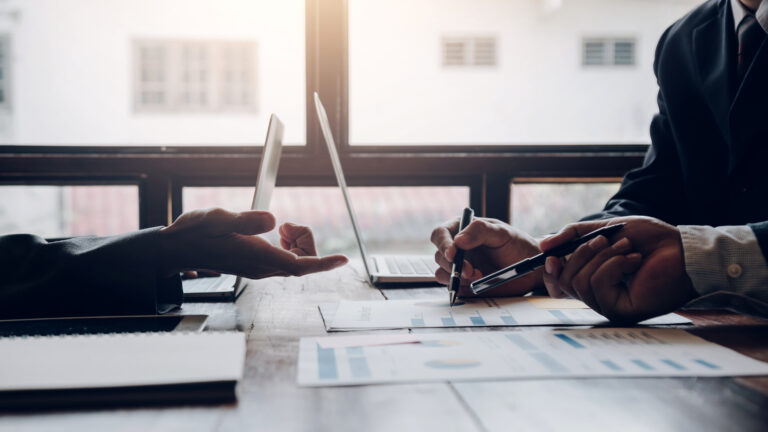 Legal professionals discussing data