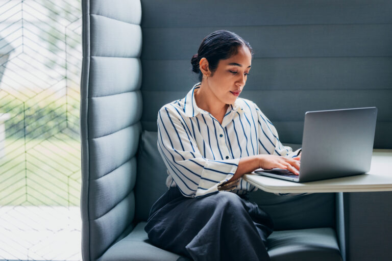 Woman working on laptop