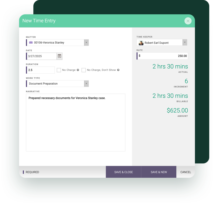 CARET Legal time entry