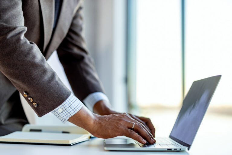 Lawyer using computer